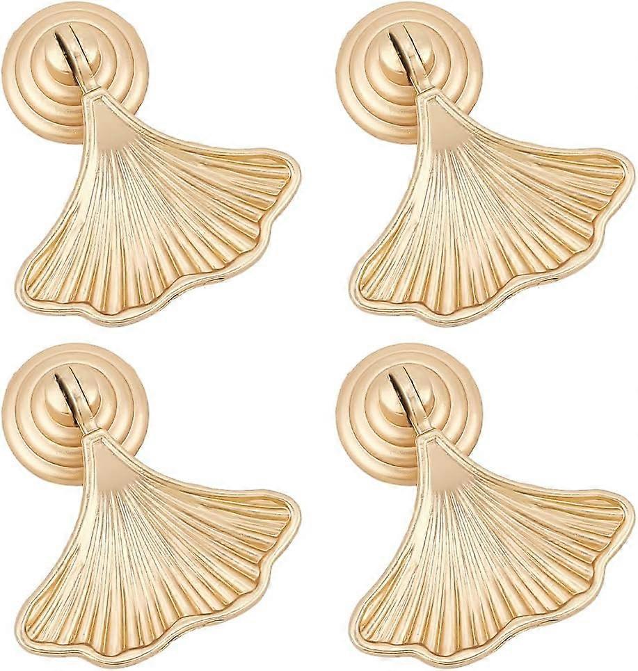 4pcs Knob Handles Ginkgo Leaf Shape Decorative Drop Pendant Golden Pull Handle Single Hole Knobs Door Handle Drawer Cupboard Pull Dresser for Kitchen