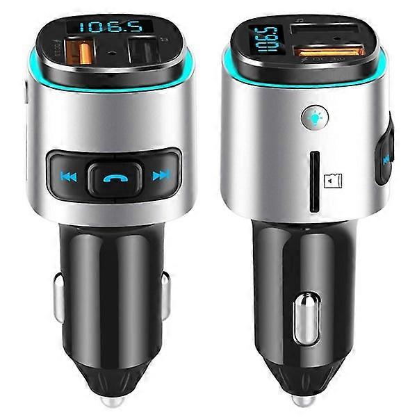 Bluetooth FM Transmitter V5.0 with LED Backlit Wireless Adapter for Car