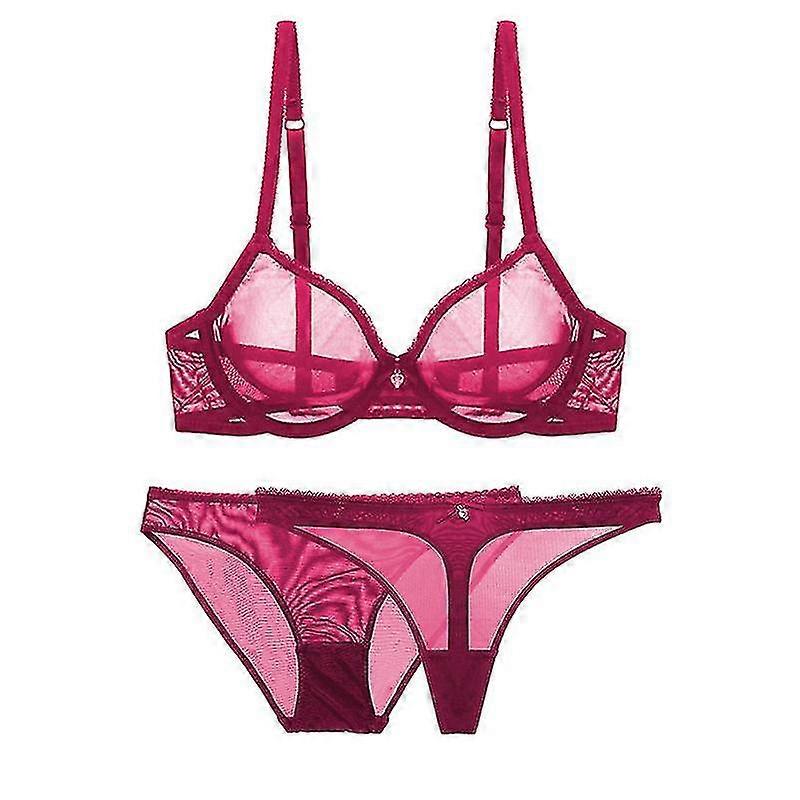 Vars Bra Set Ultra-thin Transparent See-through Mesh Underwear 3-piece Set