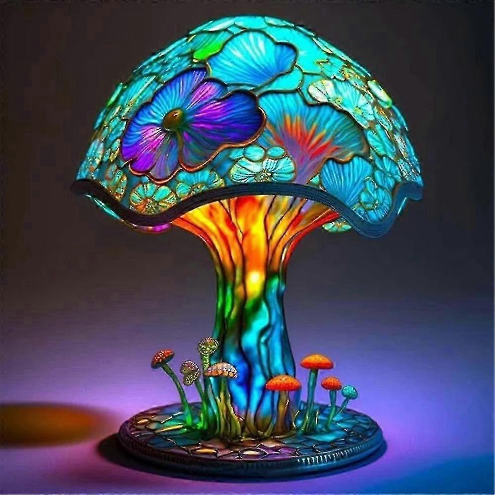 Vintage Stained Handmade Plant Series Table Lamps Mushroom Lamp