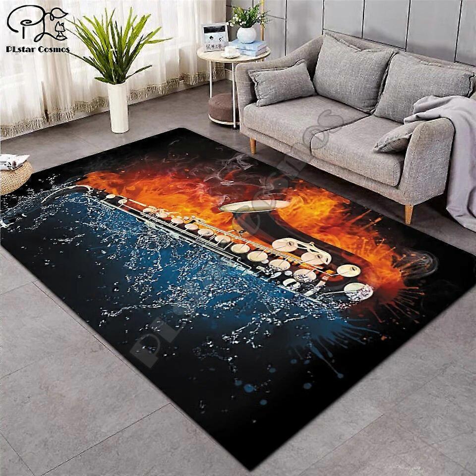 מים אש מוסיקה גיטרה / תקליטור מחצלת גדולה יותר פלנל קטיפה זיכרון שטיח רך לשחק מחצלות משחק תינוק דחסוף אזור מיטת שטיחים סלון תפאורה 006