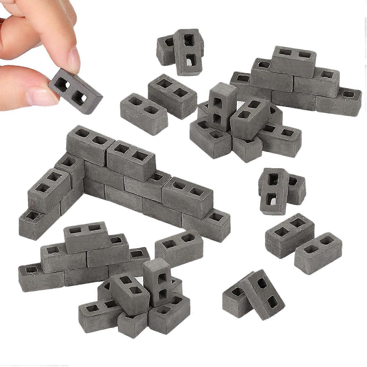 60 Packs Cinder Blocks 1/12 Scale Mini Bricks Concrete Miniature Bricks Tiny Landscaping Dollhouse