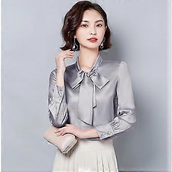 satin bow blouse