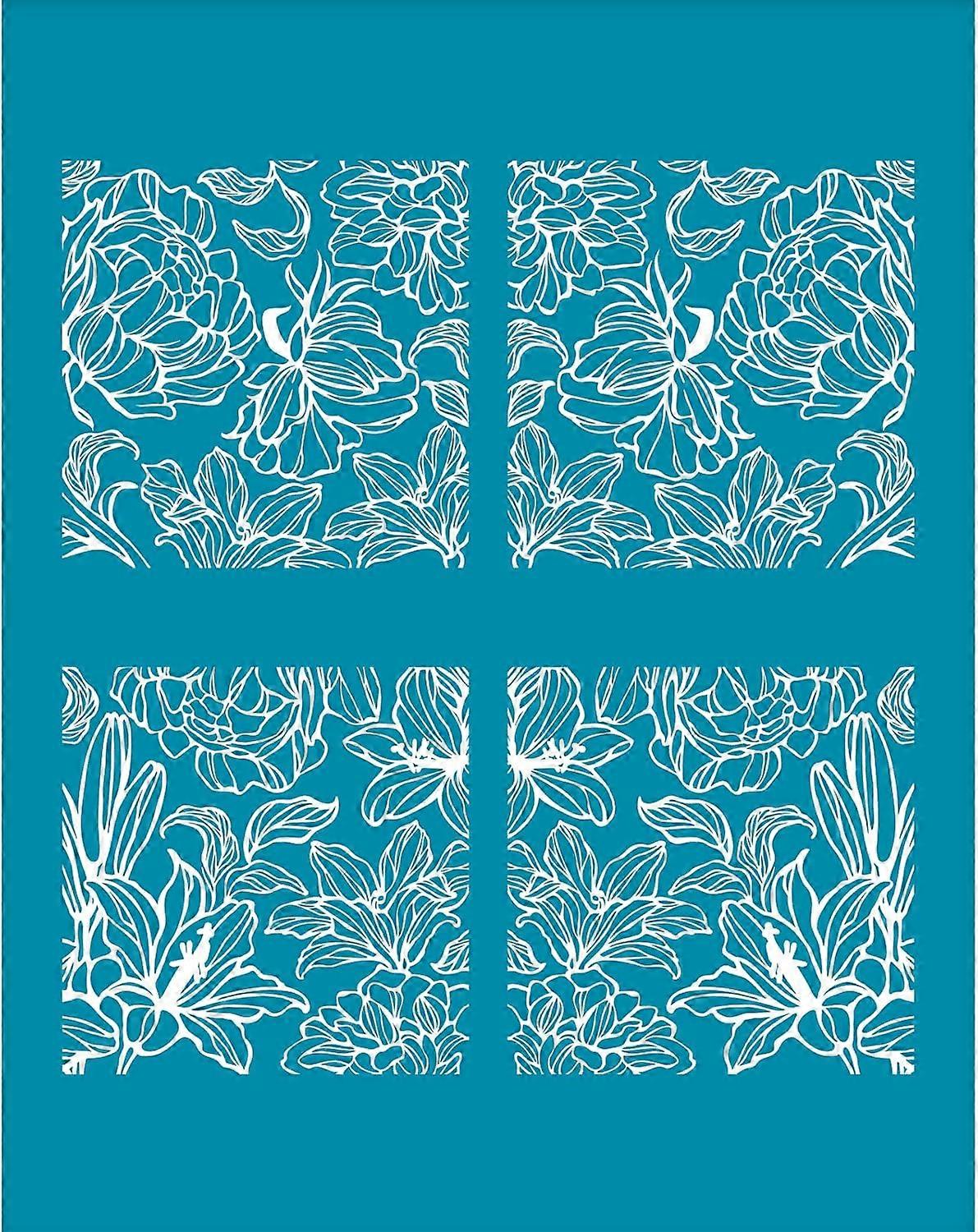 4x5 Inch Peony Clay Stencils Lily Silk Screen for Polymer Clay Flower Silk Screen Stencils Mesh Transfer Stencils Mesh Stencil for Polymer Clay Jewelr
