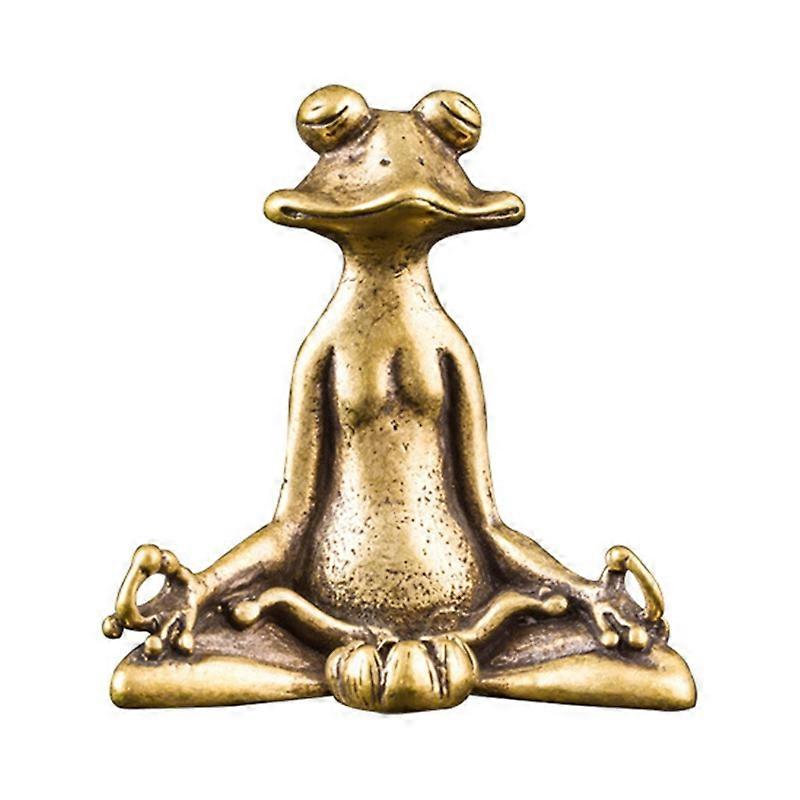 Vintage Brass Sitting Zen Frog Statue Sculpture Incense Holder Desk Ornament KAESI