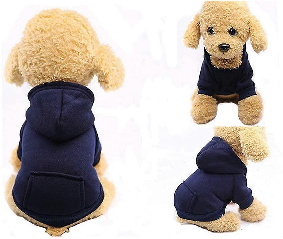 Zimná mikina s kapucňou pre psov Mikiny s kapucňou s vreckami Teplé oblečenie pre psov Čivava Kabát Oblečenie pre šteňatá Custume (stredná, námornícka)