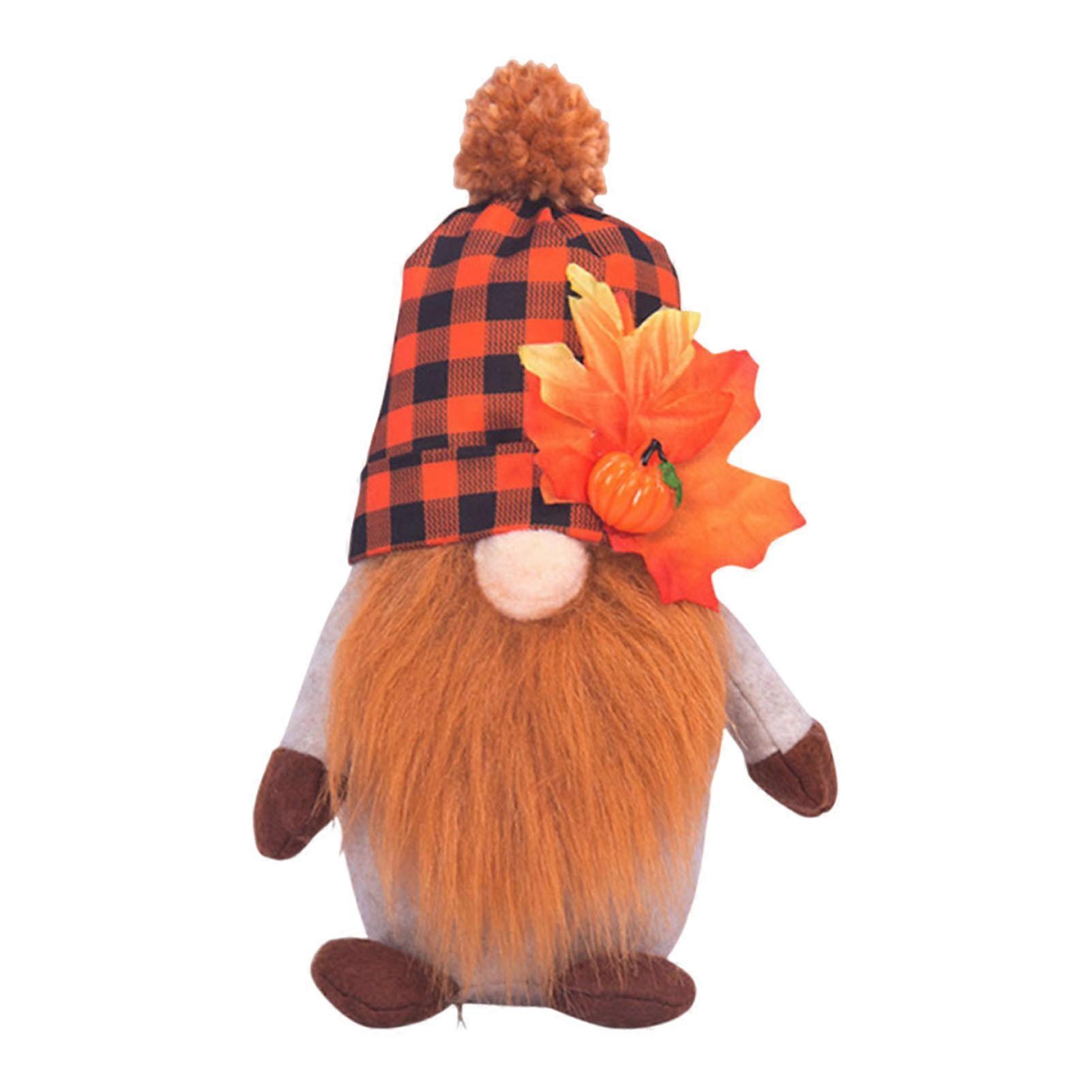 1/2Pcs Halloween Gnome Doll Decoration Handmade Maple Leaf Pumpkin Plush Faceless Elf Dwarf Fall Thanksgiving Harvest Festival Desktop Ornament