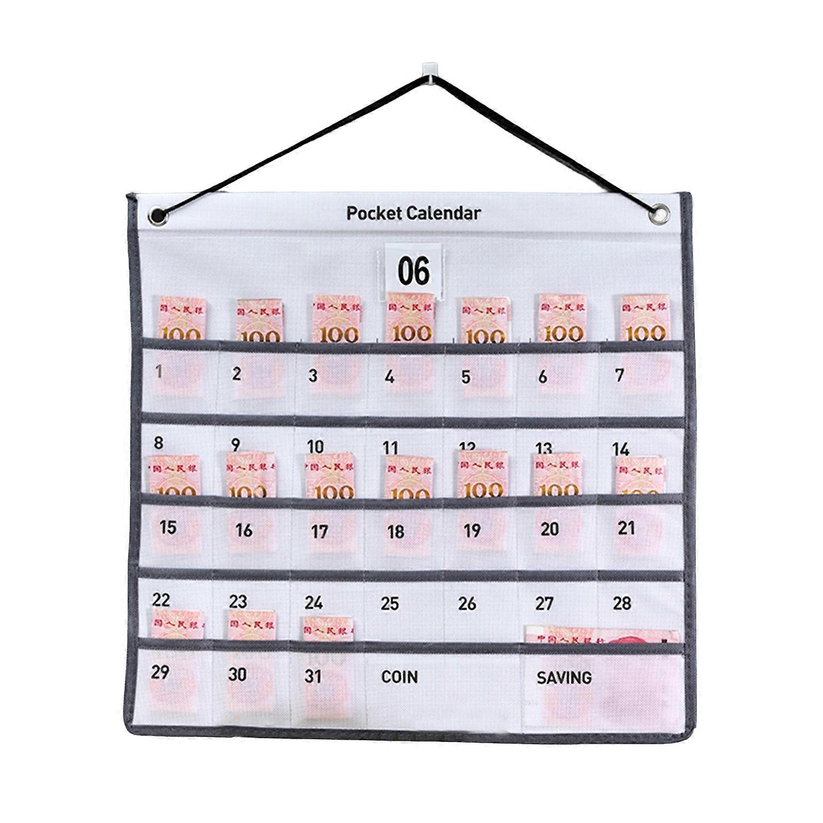 Calender Storage Bag Large Capacity Days Mark Multi Grids Hanging String Wall-mounted Storage Space Saving Strong Load-bearing Date Record Calender Or