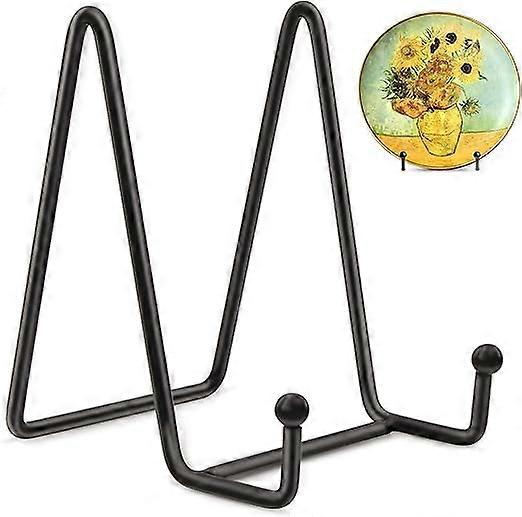2pcs Plate Holders for Display - 4 Inch Black Plate Holder Iron Easel Plate Holder Picture Display Stand Metal Frame Brackets for Photo, Tableware an