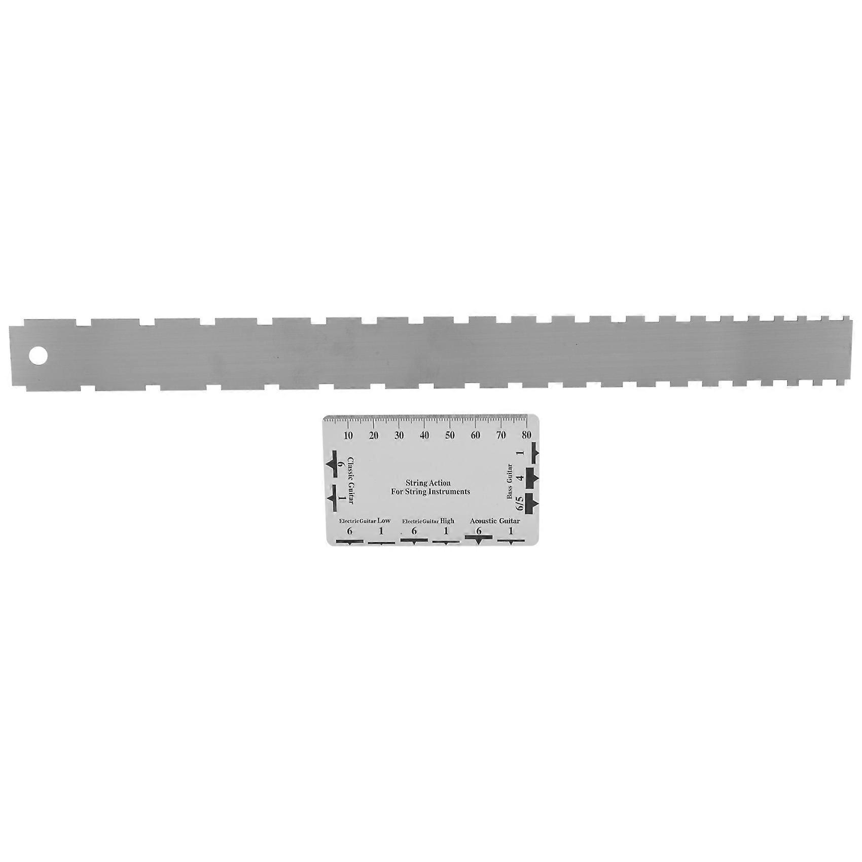 Guitar Neck Notched Straight Edge Luthiers Tool with String Action Ruler Gauge for 24.75 Inch and 2