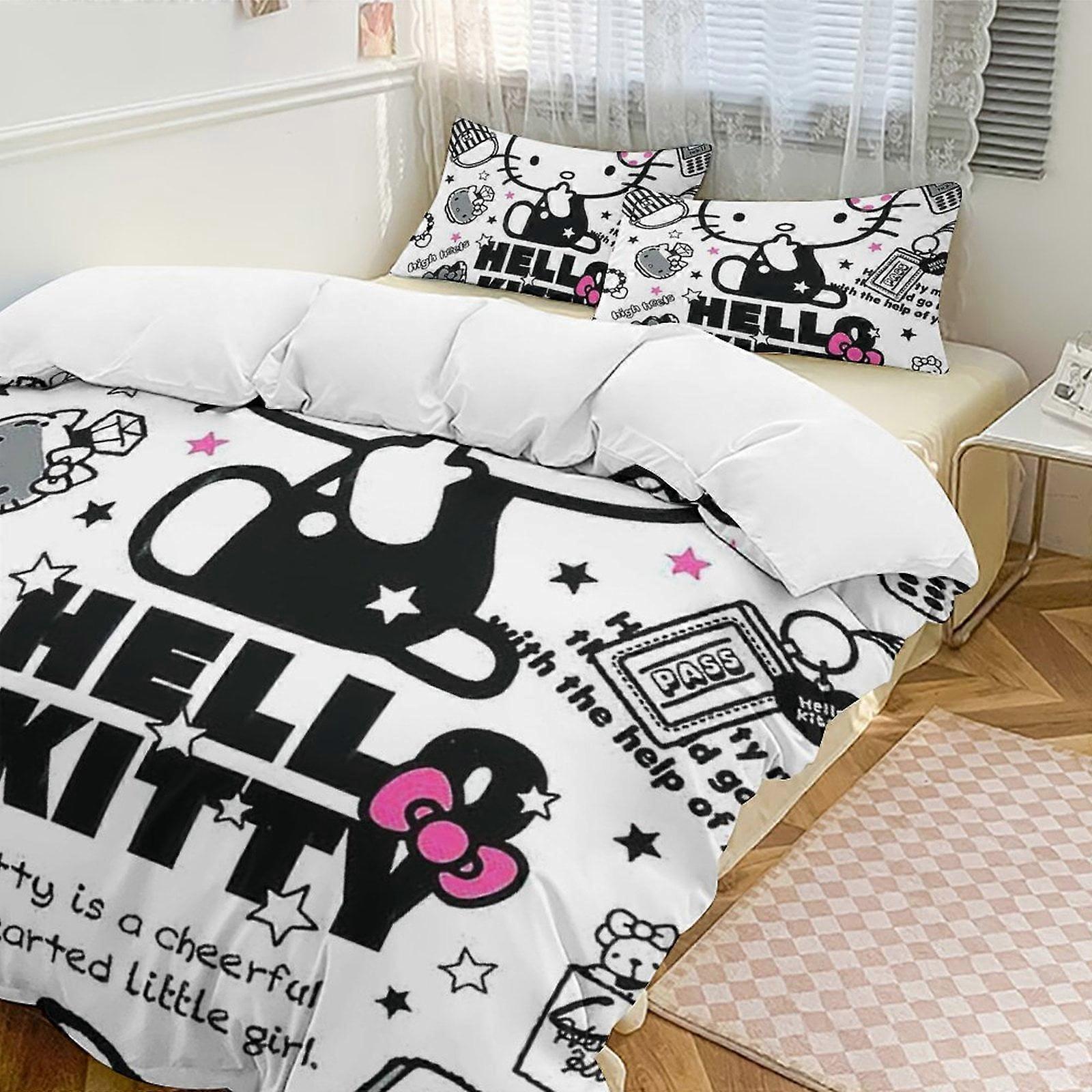 Zm616 Hello Kitty 3-Piece Twin Bed Set - Includes 1 Single Comforter And 2 Pillowcases Bedding - Fade Resistant Microfiber Lc616