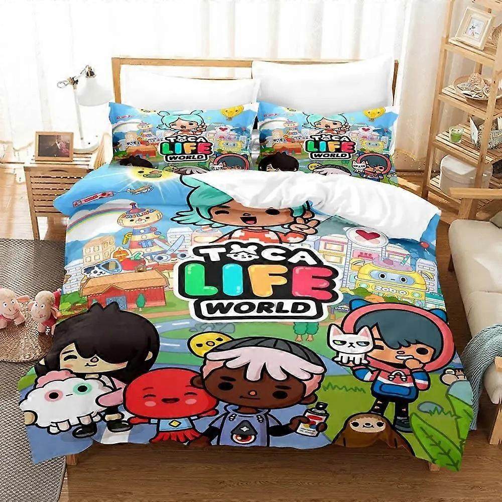 a998 Lakan Anime Spel Toca Bocas Sängkläder Set Twin Dubbelsängkläder Barn Påslakan Mikrofiber eller Polyester Påslakan Set Hemtextilier Lakan iip
