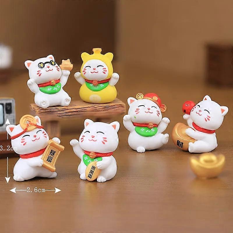 6db figura miniatűr aranyos szerencsés macska mikro táj kézműves díszek lakberendezéshez Állat