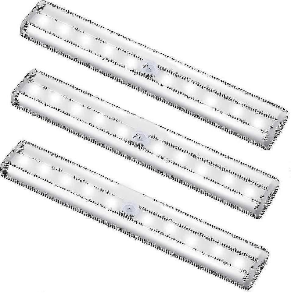 Motion Sensor Light Bar, (10 Led, 3 Pack) Wardrobe Wireless Lamp