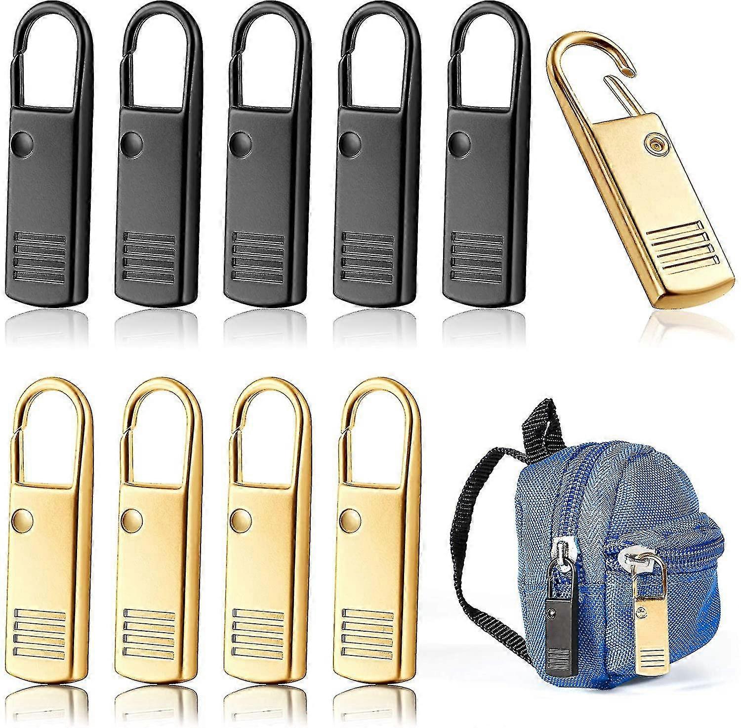 10 Replacement Zipper Pull Tabs, Metal Zipper Pull Head