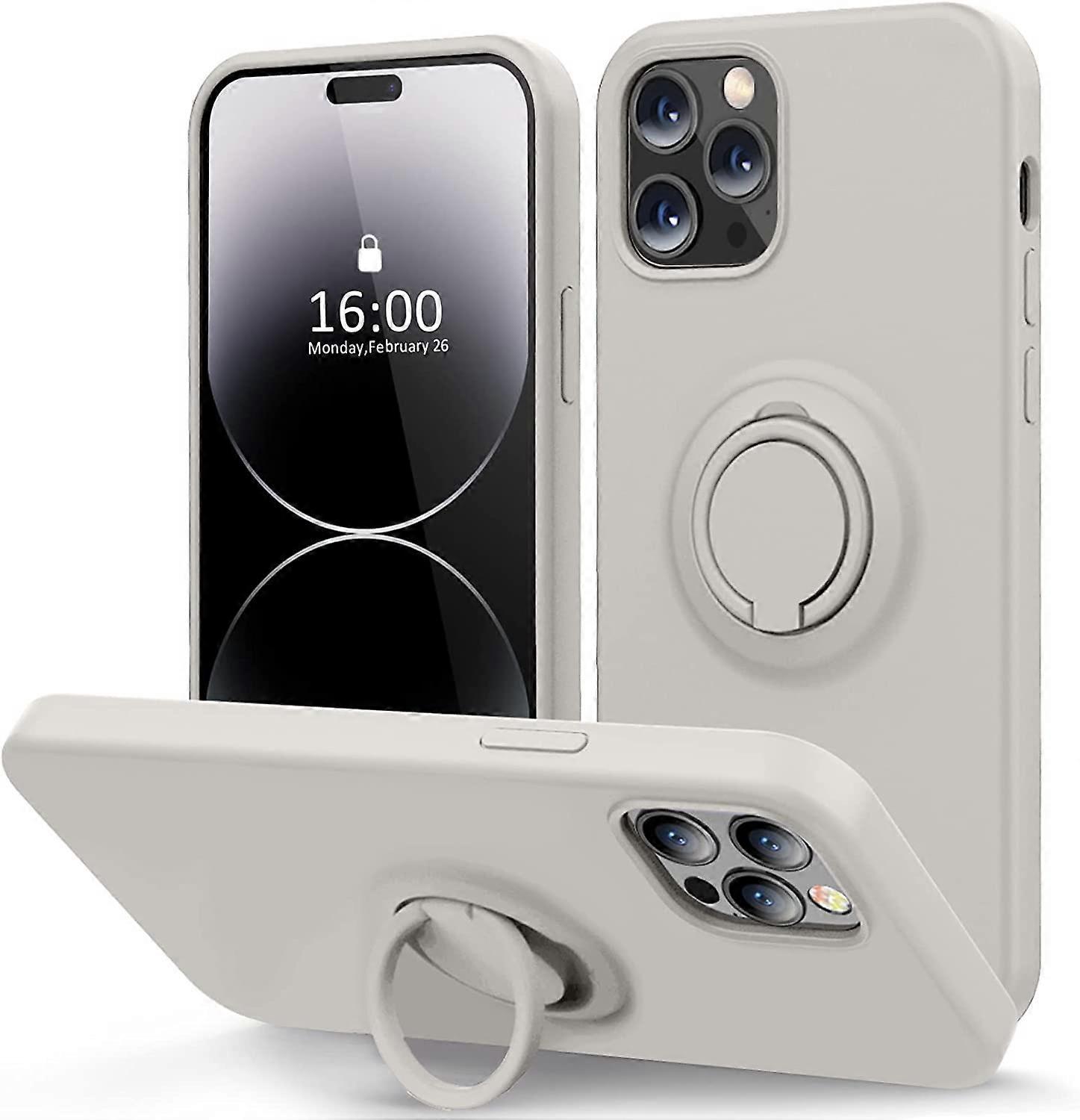 Compatible with iPhone 14 Pro Max Case with Ring Kickstand | Liquid Silicone | Microfiber Linner |Anti-Scratch Full-Body Shockproof Protective Cases f