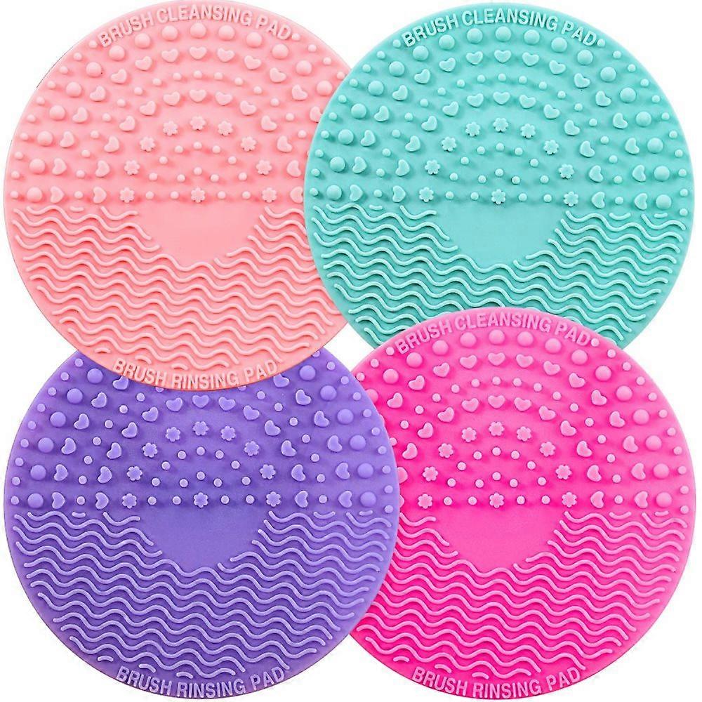 4-Pack Silicone Makeup Brush Cleaning Mats - Portable and Efficient Cleaning Tools