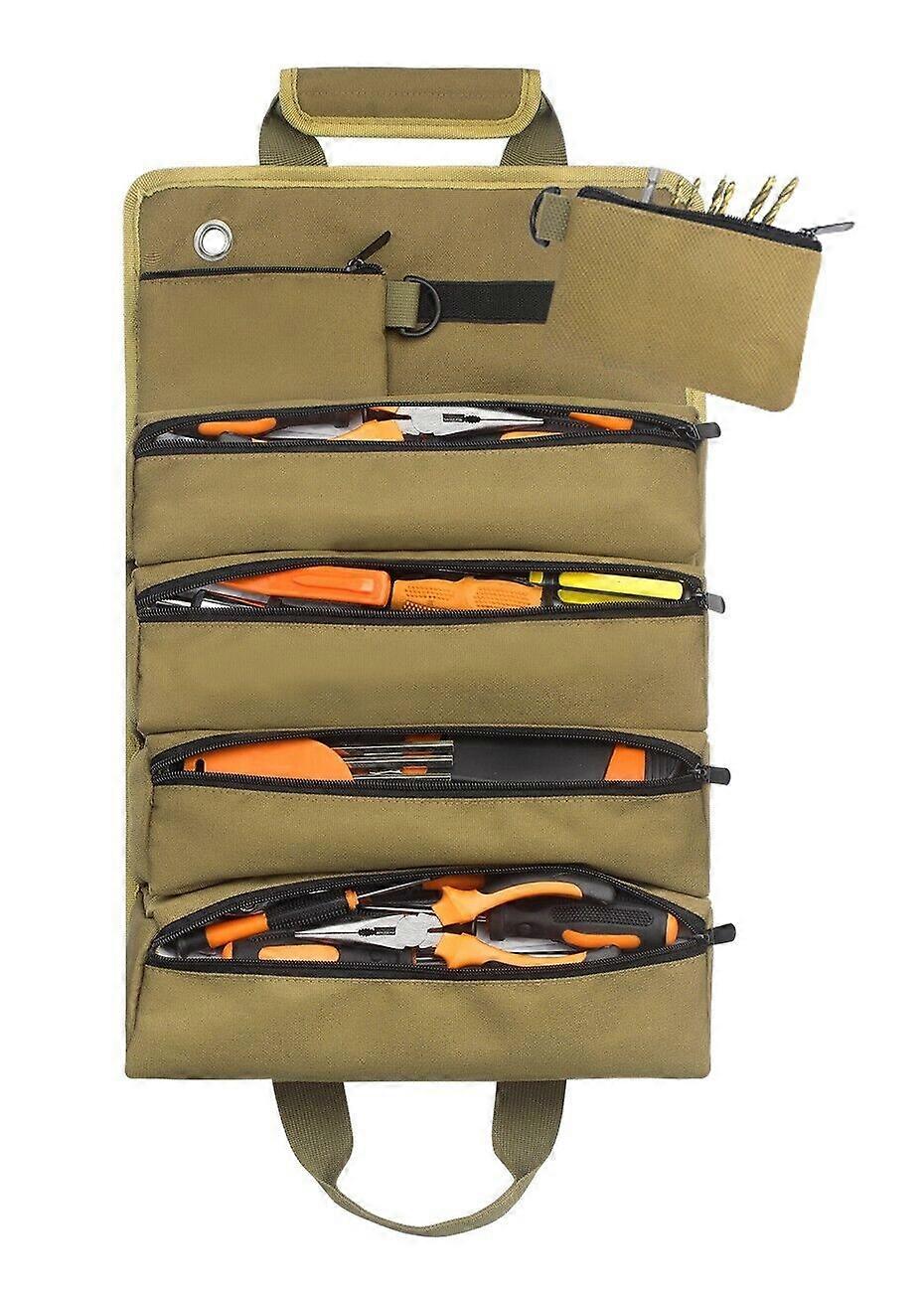 Tool Bag Canvas Roll Up Pouch Electrician Kit Storage Holder Wrench Organizer