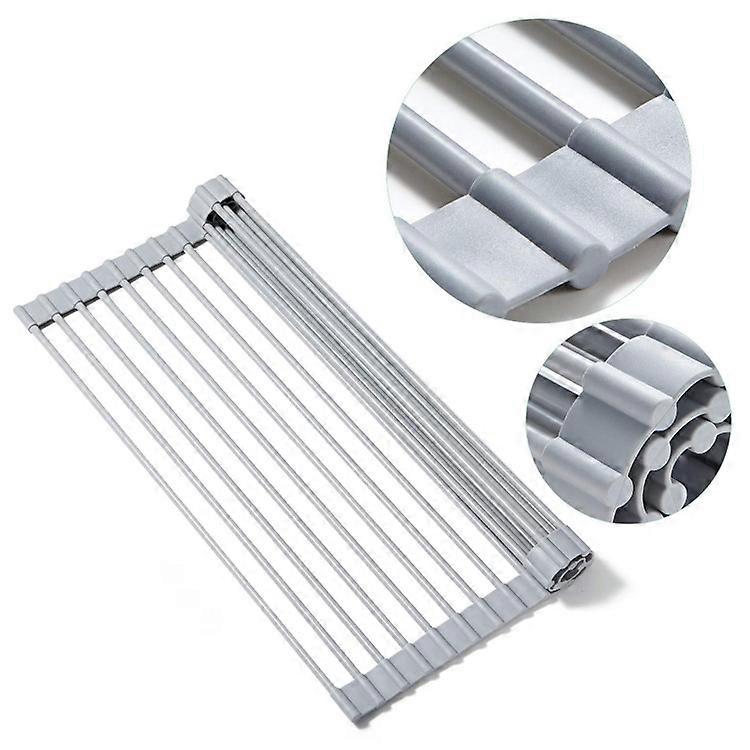 Scolapiatti avvolgibile multiuso (grigio caldo, 17,5" x 13,1" - piccolo) Scolapiatti e scolapiatti