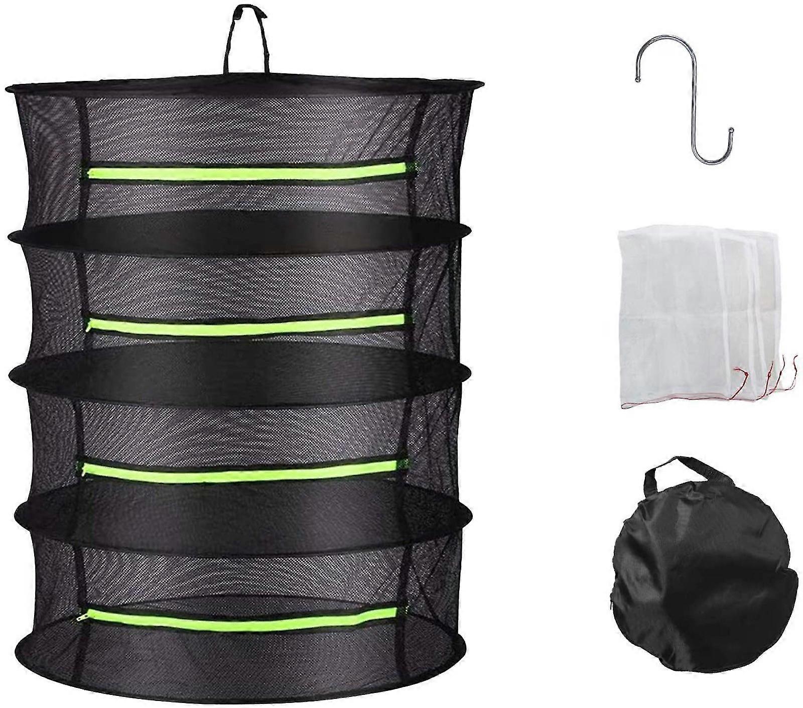 Herb Drying Rack 2/4 Layer Drying Net Hanging Dryer Black Mesh With Zipper
