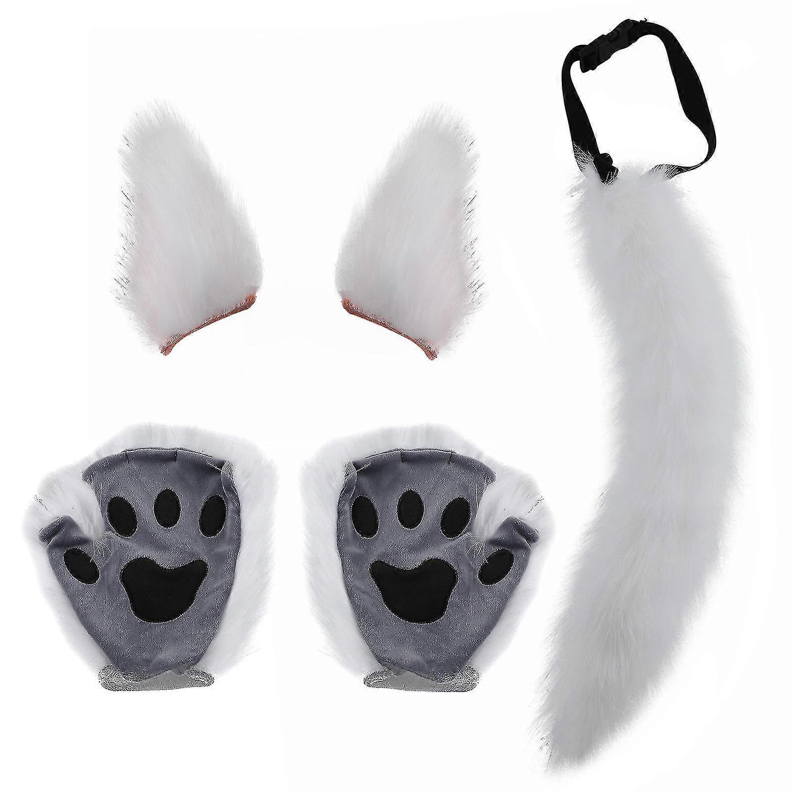 Wolf Fox Tail Clip Ears Set Halloween Fancy Party Accessories(haoyi)-g