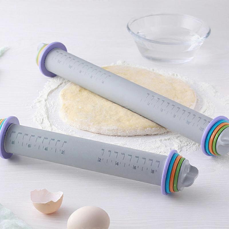 Baking Silicone Fondant Non-stick Rolling Pin Embossing Fondant Scale Adjustable Cake Dough Roller Pastry Bakeware Tool Kitchen