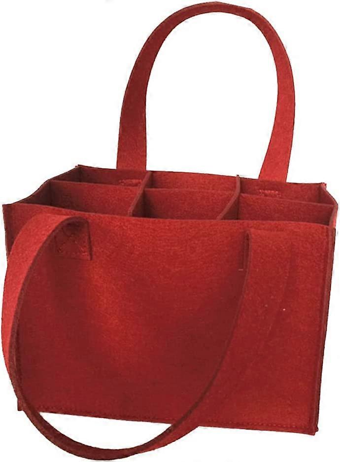 lmoikesz Felt Storage Bag Box Reusable Beer Wine 6 Slots Removable Large Capacity Carrier Protective Handbag Birthday Organizer Wine Red 25 * 18 * 16c
