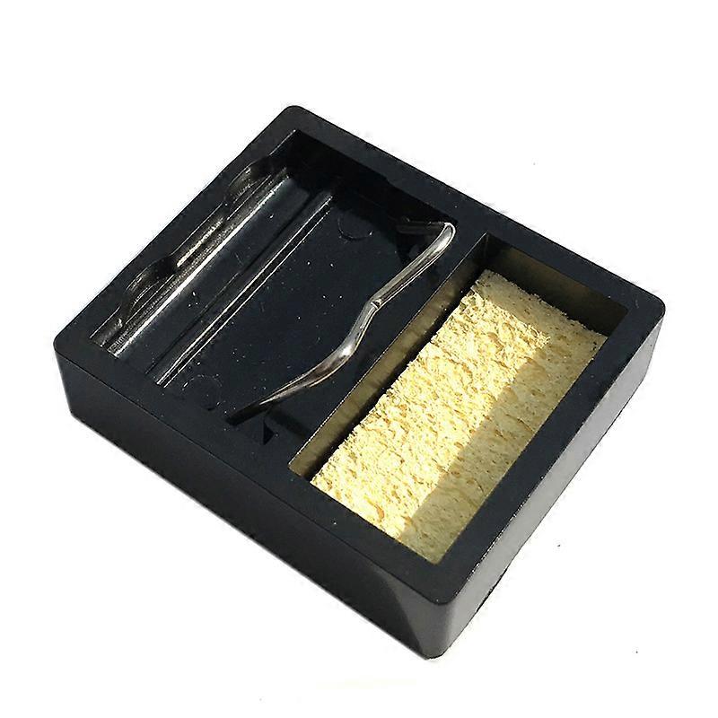 Mini Portable Soldering Iron Stand Rectangle Tiny Welding Torch Holder with Soldering Sponge to Clean and Support Soldering Iron Tip 47 40 12mm Black 