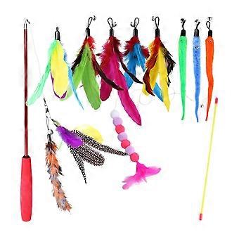 Feather Interactive Teaser Wand Toys With 8 Refills For Cats Birds
