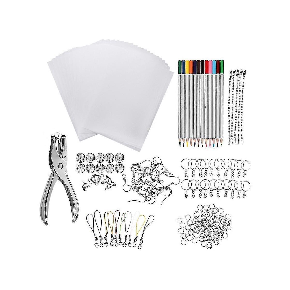 Shrinky Art Paper Heat Shrink Sheet Plastic Kit Hole Punch Keychains Pencils Diy Color Lead Manual XYT