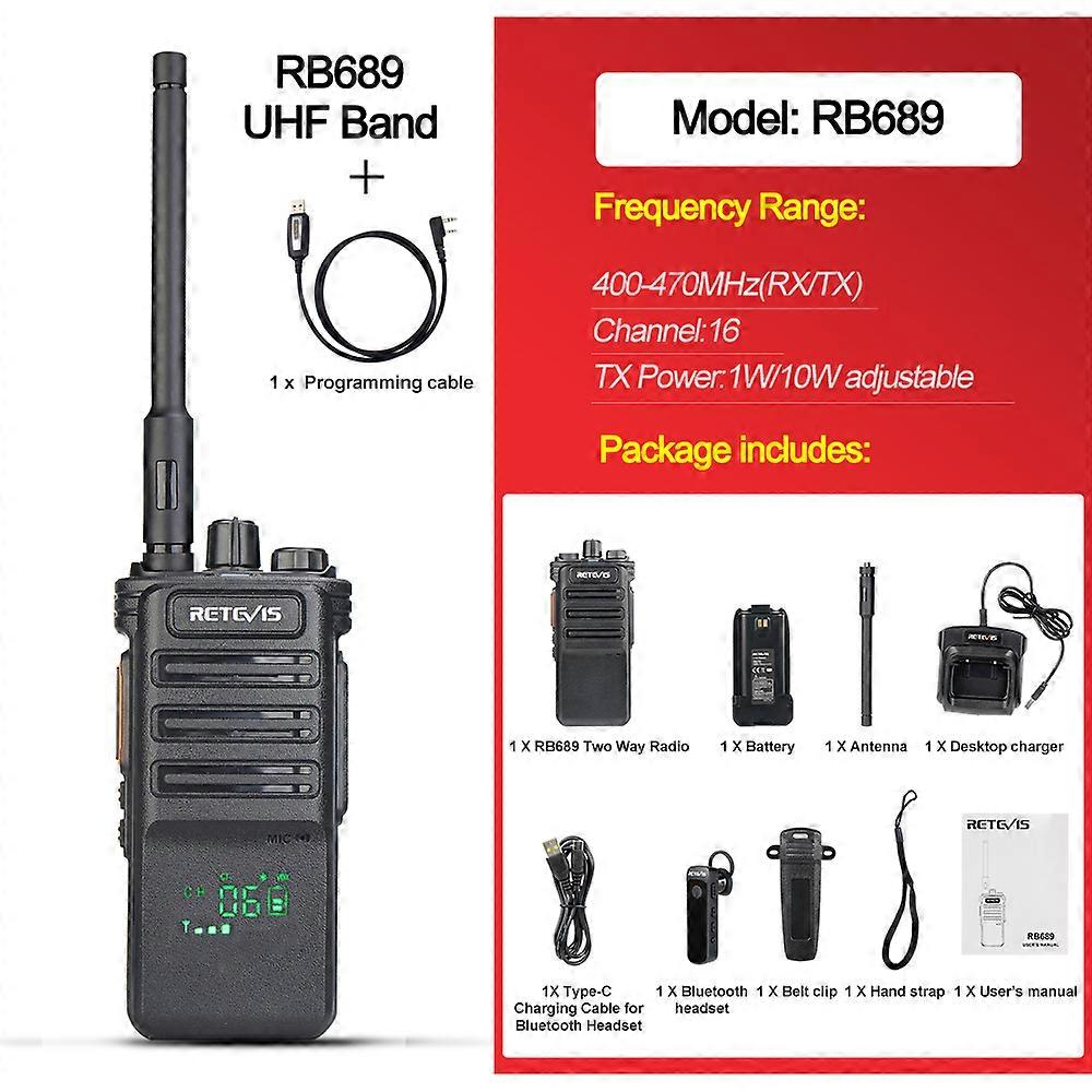 10W UHF Bluetooth-Compatible Walkie Talkie  RB689 Handheld  Walkie-Talkies Powerful Professional Radio for Warehouse