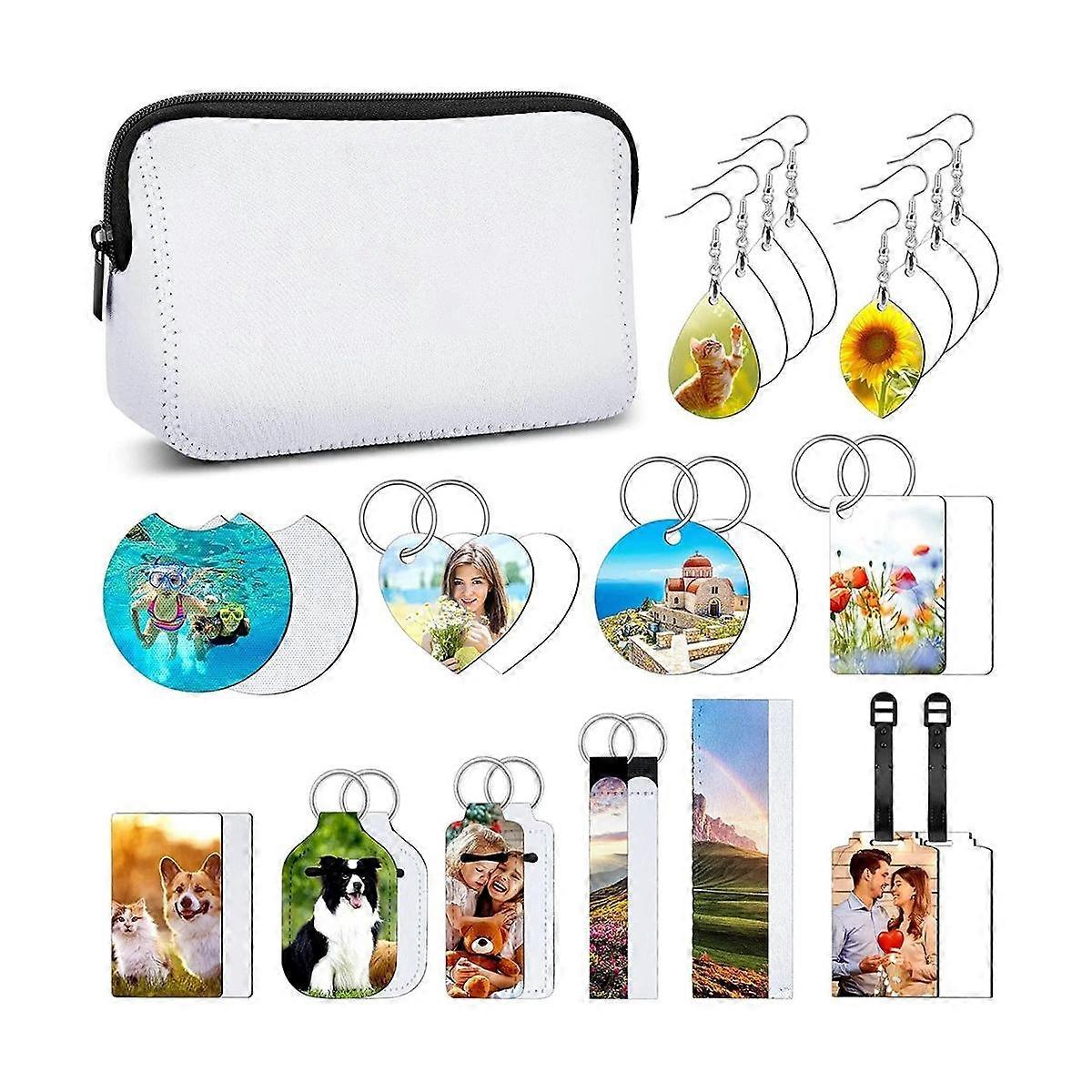 29PCS Sublimation Blanks, Sublimation Blanks Set, Sublimation Makeup Bag,for Sublimation Printing C