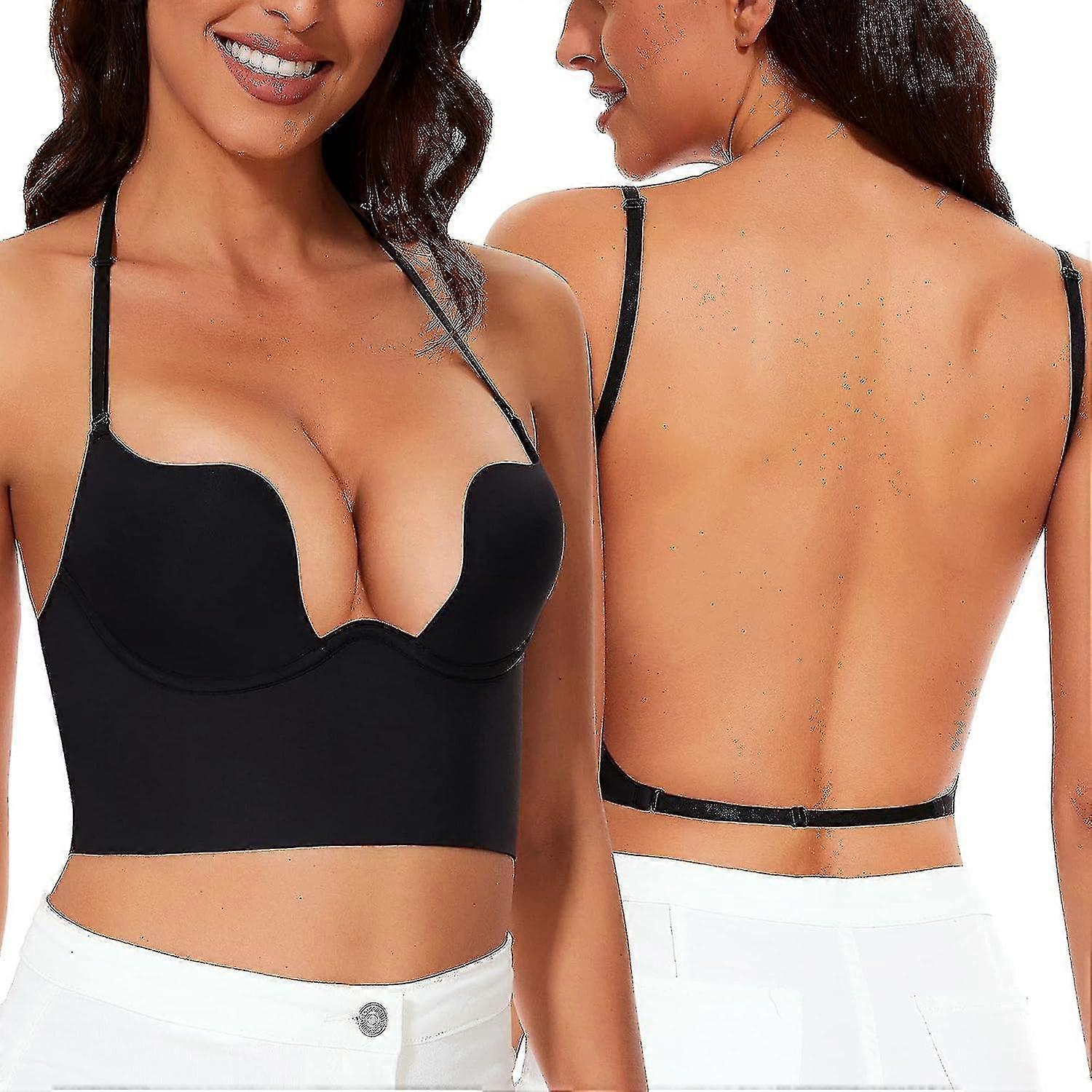 Sutiãs Traseiros Baixos para Mulheres sem costura Deep U Plunge Backless Bras Conversível Multiway Low Cut Open Back