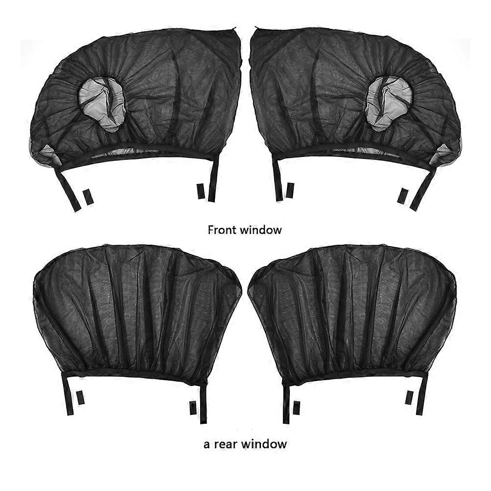 4-Piece Eneev Car Sun Shade Set For Side & Rear Windows – Black, UV Protection