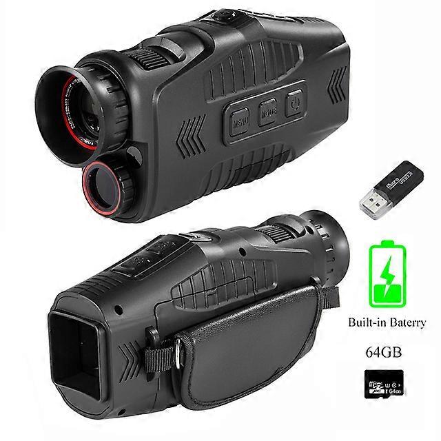1080P Night Vision Monocular for Hunting Infrared 5x Digital Zoom Hunting Telescope with1.5" Screen 32/64 IF Card Full Dark 300m