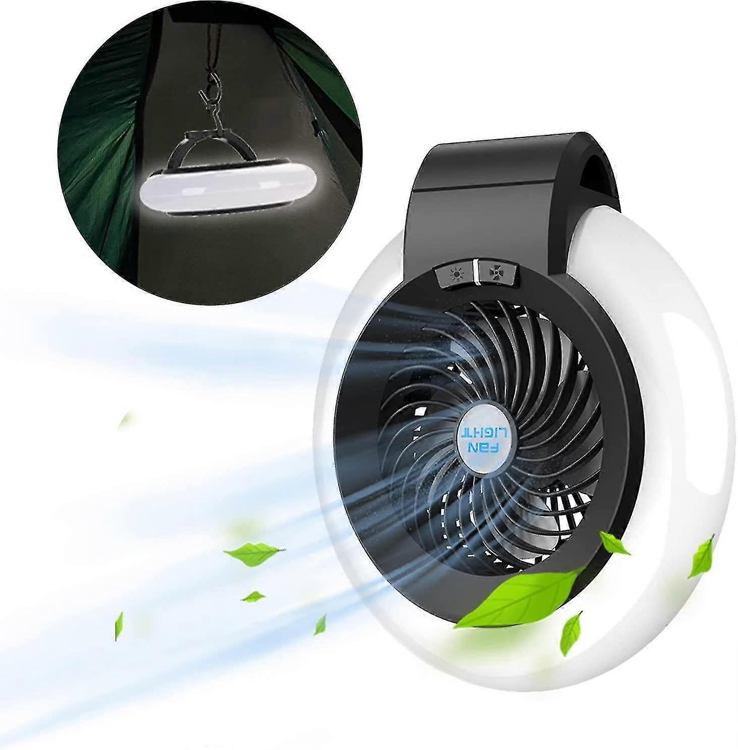 Kamp Fanı, Kamp, Yürüyüş, Kasırga için Fan ve Asılı Kanca ile Usb Şarj Edilebilir Led Kamp Işıkları