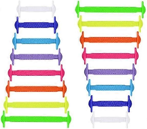 Color 16 Roots Knotless Shoe Laces for Kids and Adults - Elastic Sneaker Shoelaces - Flat Silicone Shoelaces for Running Shoes