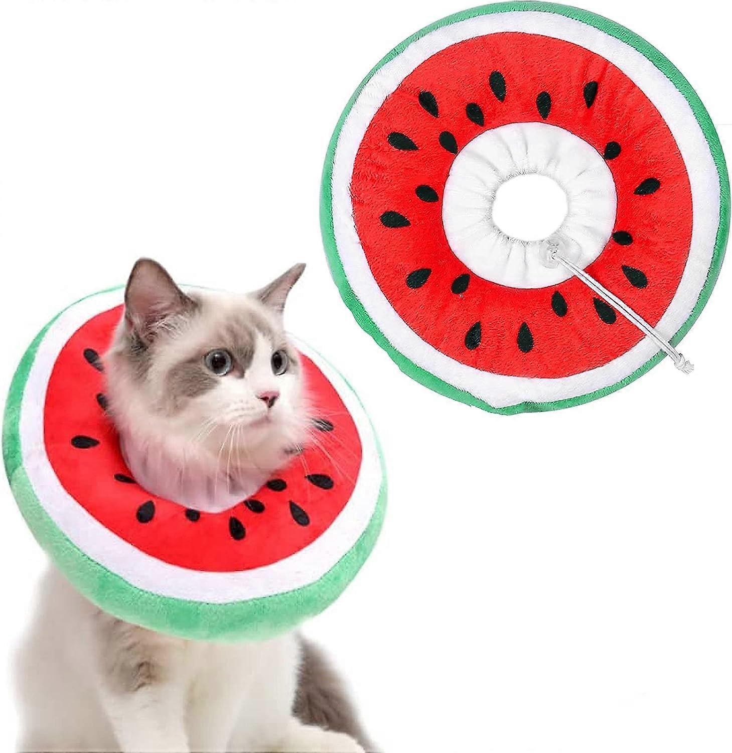 Collars for Cats Dogs Adjustable Comfort Protection Collar Postoperative Collar Recovery Anti-Bite Protection (Watermelon, M)