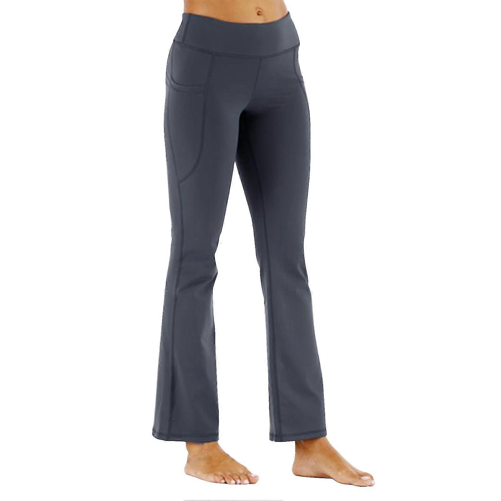 High Waisted Solid Yoga Pants With Pockets Close Fitting For Women Tummy Control