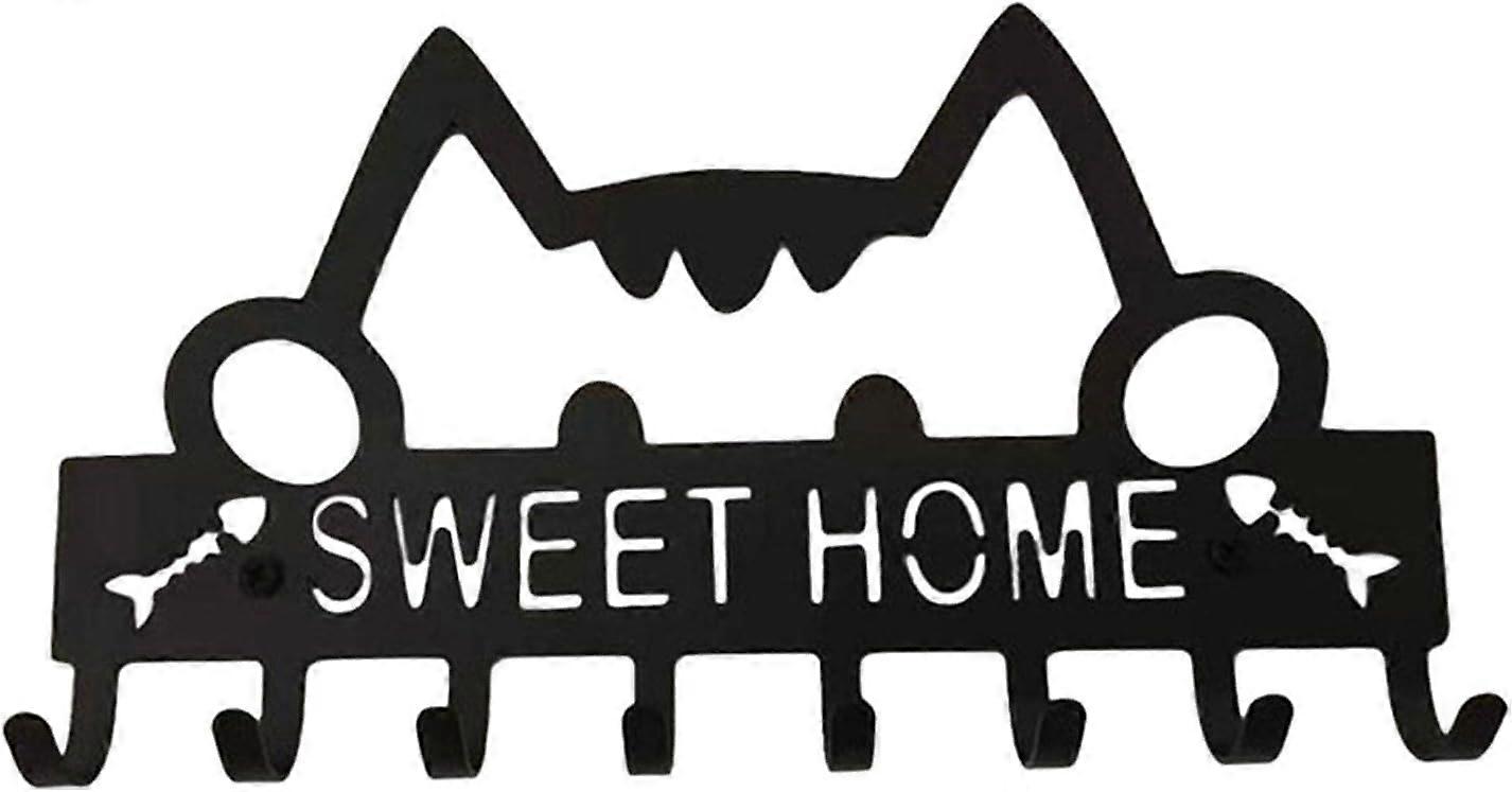 Avainkoukut seinälle, seinäkoristeluun musta metallinen avainkoukku, rauta-avaimen järjestäjäteline 8 koukulla