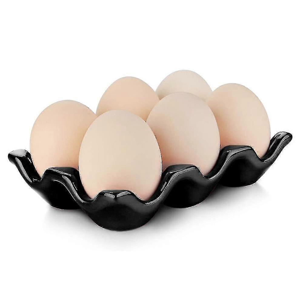 6 Eggs Ceramic Egg Holder Non-slip Egg Plate Egg Box For Home Kitchen Fridge Restaurant