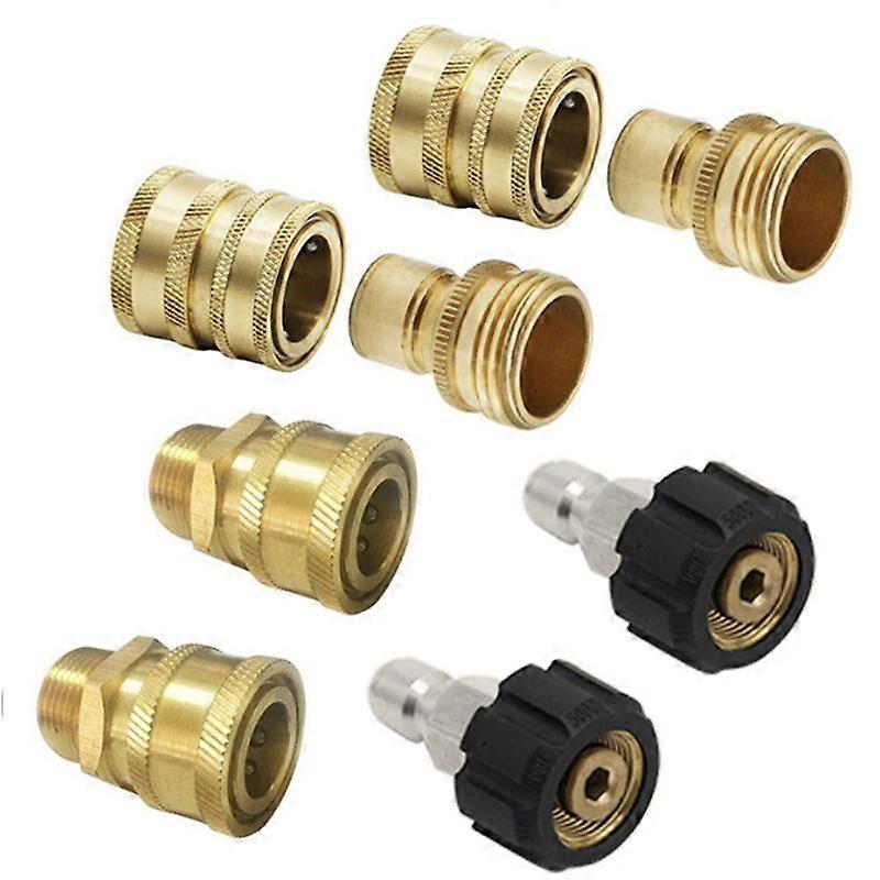 8PCS Pressure Washer Adapter Set, Quick Disconnect Kit, M22 Swivel to 3/8 Inch Quick Connect 3/4 In