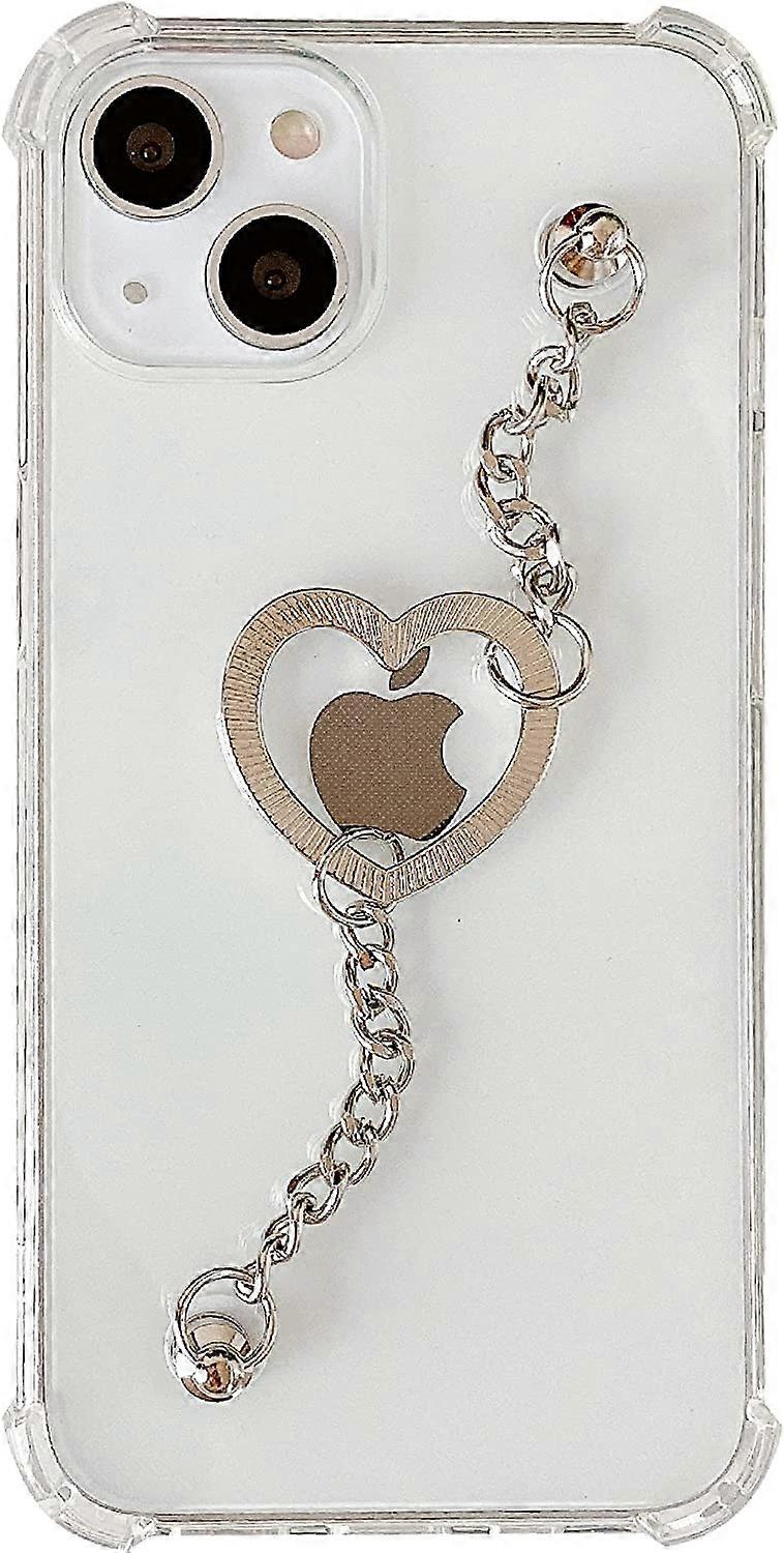 Love Heart Chain Transparent Soft iPhone Case (Clear,iPhone 12)