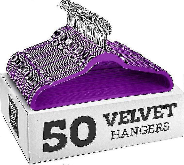 Skridsikre fløjlsbøjler - Dragtbøjler (10-pak)-lilla