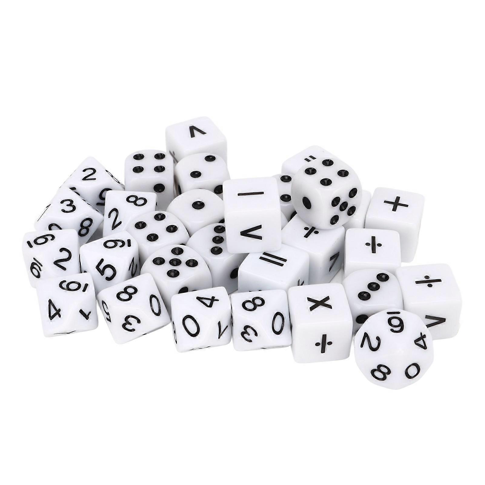 30Pcs Dice Set Black Letter Plastic Easy Read Teaching Dice Set for Game Math Learn