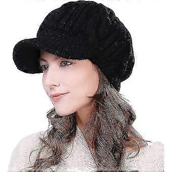 Donna 100% Lana Maglia Visiera Berretto Newsboy Cap Freddo Clima Caldo Inverno Cappello