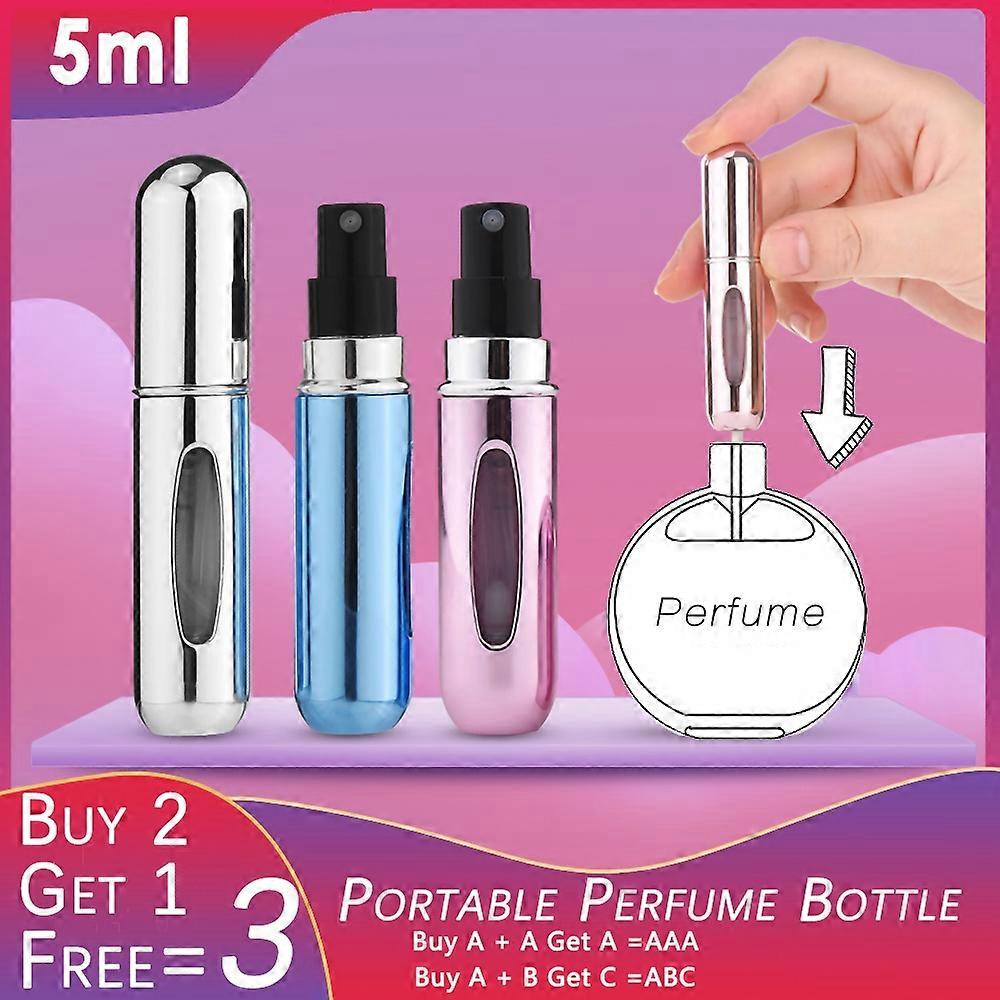 [Buy 2 Get 1 Free] 5 ml Refillable Perfume Spray Bottle Empty Cosmetic Storage Bottles Portable Travel little Container Aluminum