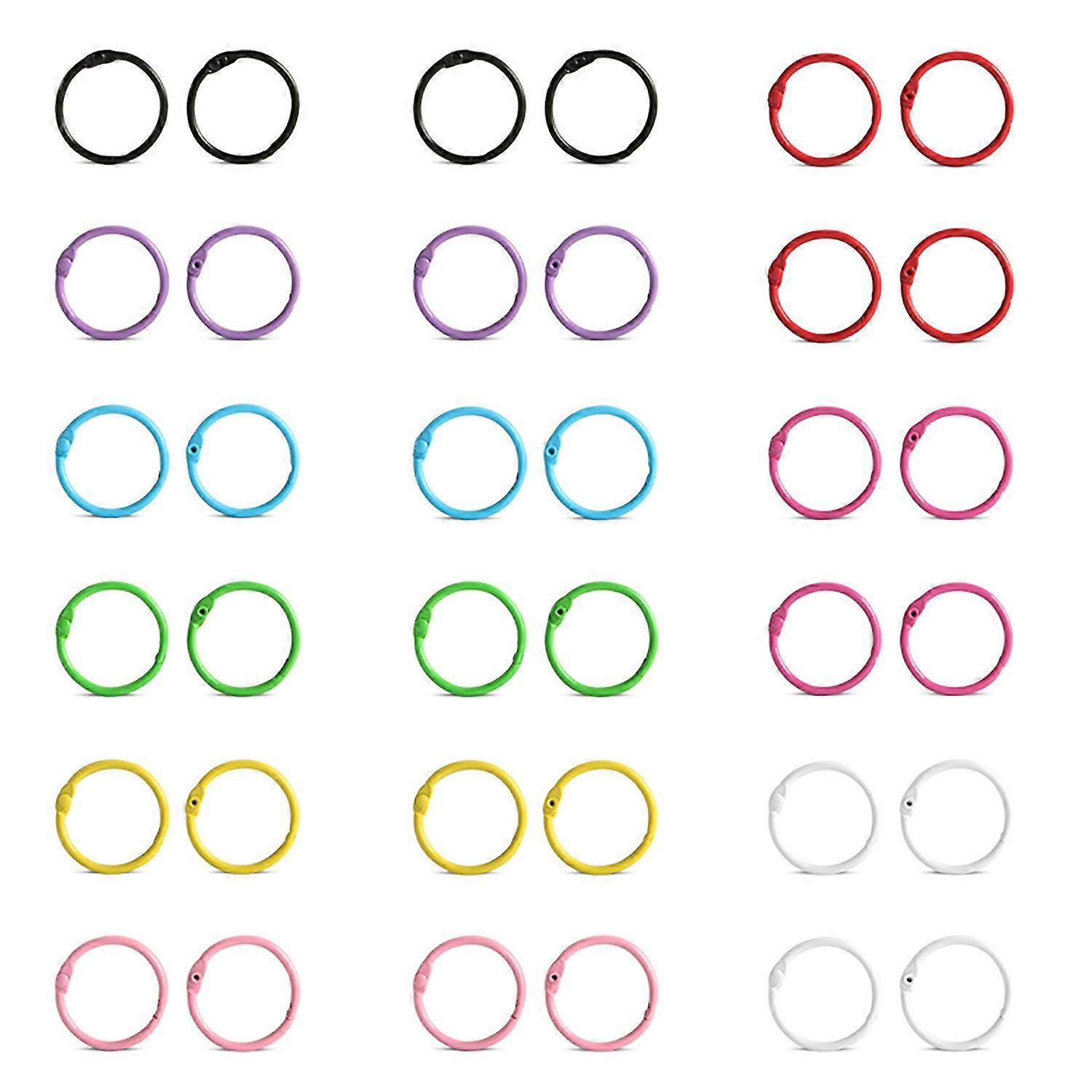 36Pcs Colorful Metal Binder Ring 9 Colors Paper Card Document Stack Keychain Pendant Loose Leaf