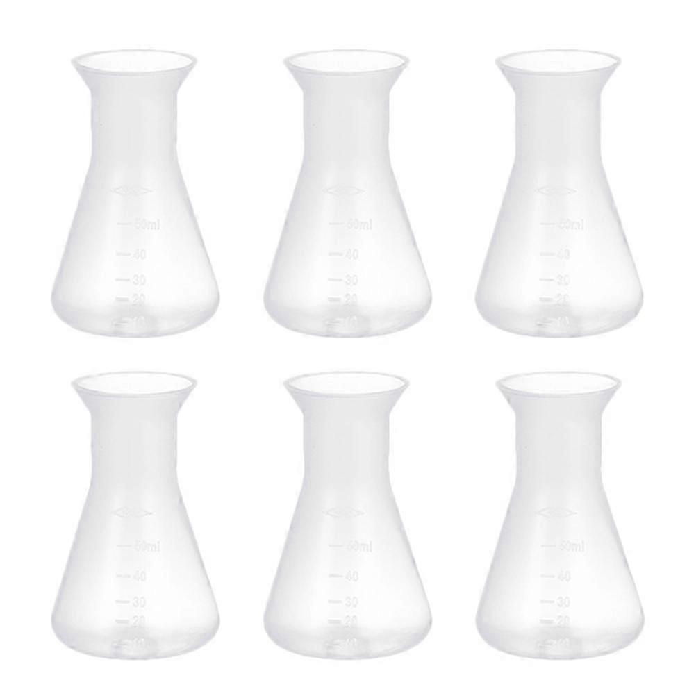 6 Pcs Glass Beakers Conical Flask Chemistry Plastic Laboratory Beaker Labs Erlenmeyer Flask Graduated Beaker