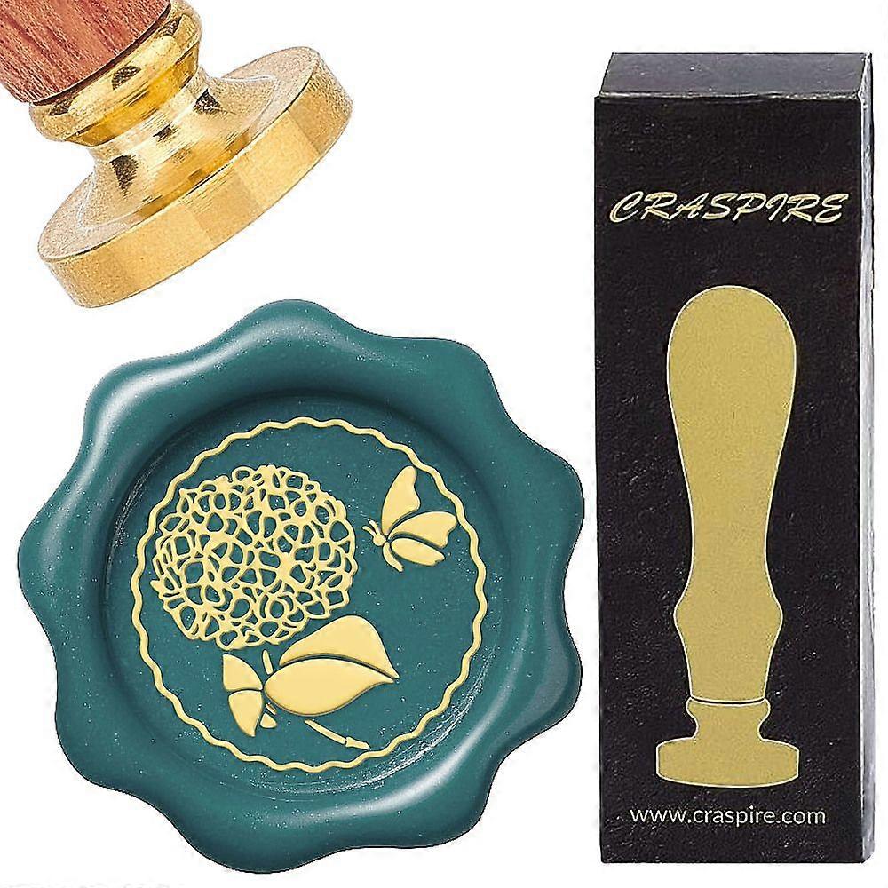 1Set Brass Wax Seal Stamps with Rosewood Handle for DIY Scrapbooking Hydrangea 25mm